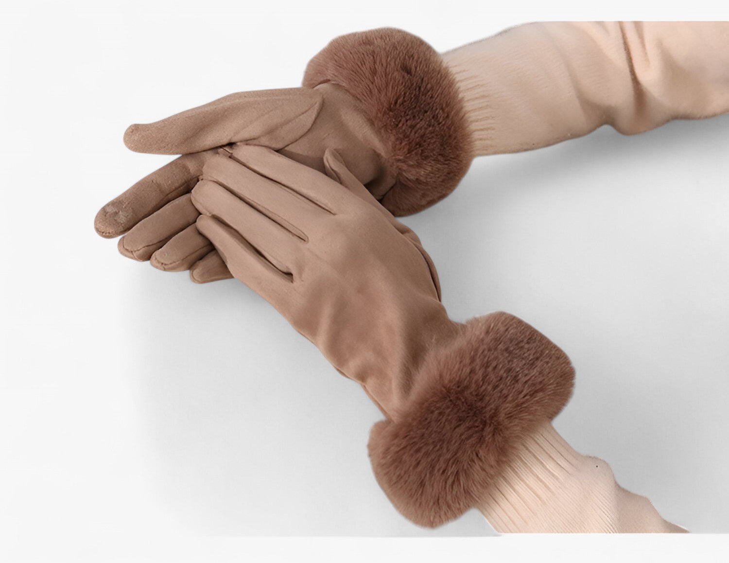 Gloves : Handschoenen Roze - Warme Suède Touchscreen met Imitatiebont in van Pantino