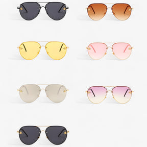 Sunglasses : Bee Pilot Vintage Zonnebrillen met Metalen Montuur - Goud Zilver in van Pantino
