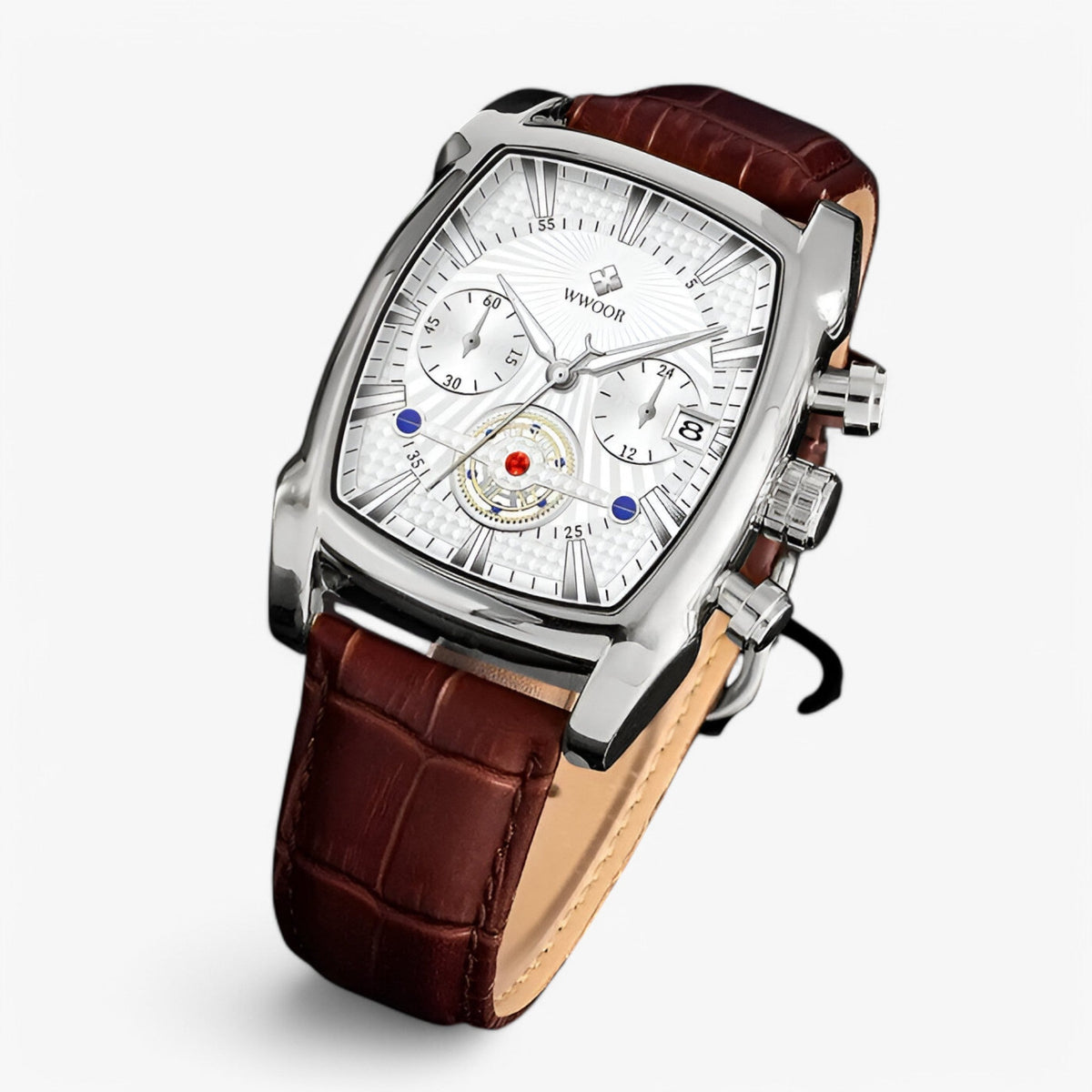 watches : Horloge Zwart Zilver - Luxe Leren Sporthorloge in van Pantino
