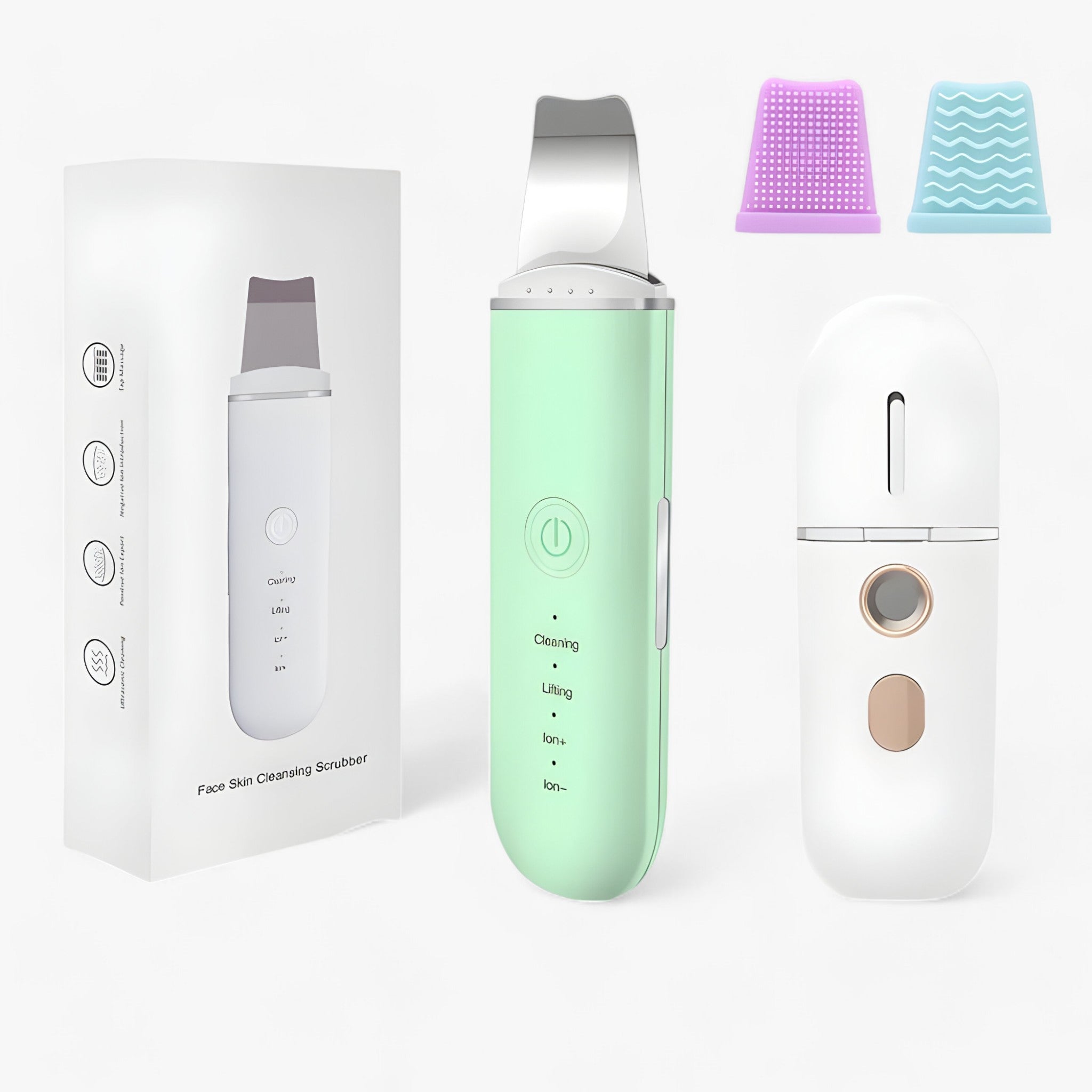 Skin Care Tool Set : Ring Oranje Ensemble - SkinScrub Pro - Ultrasone Gezichtsspatel in Groen Ensemble 1 van Pantino