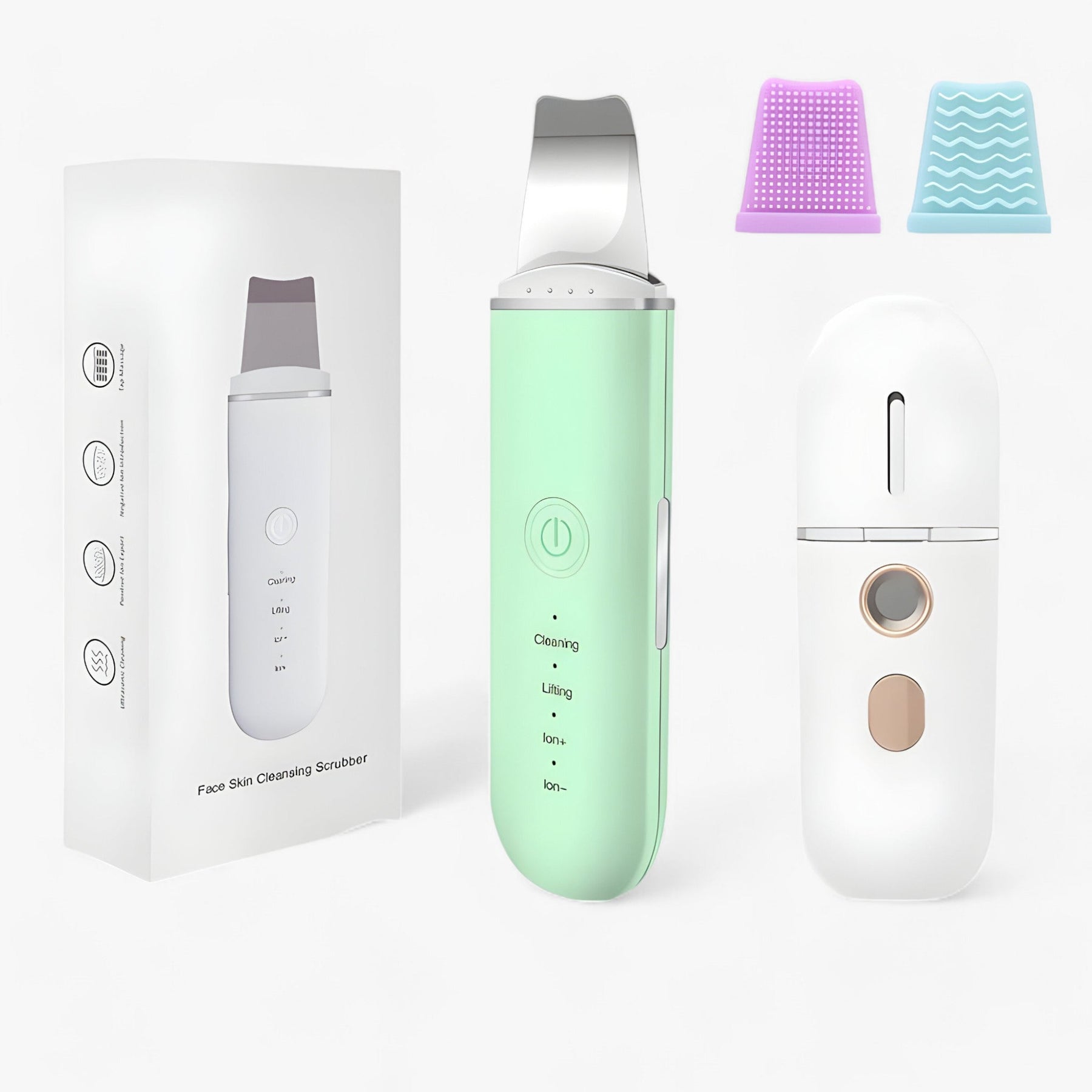 Skin Care Tool Set : Ring Oranje Ensemble - SkinScrub Pro - Ultrasone Gezichtsspatel in Groen Ensemble 1 van Pantino