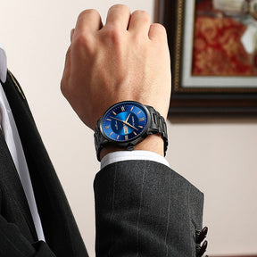 watches : Heren sporthorloge zwart - Waterdicht siliconen chronograaf met datum en stopwatch in van Pantino