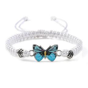 Bracelet : Armband Dames Donkerblauw - Liefdevolle Vlinder in Wit van Pantino