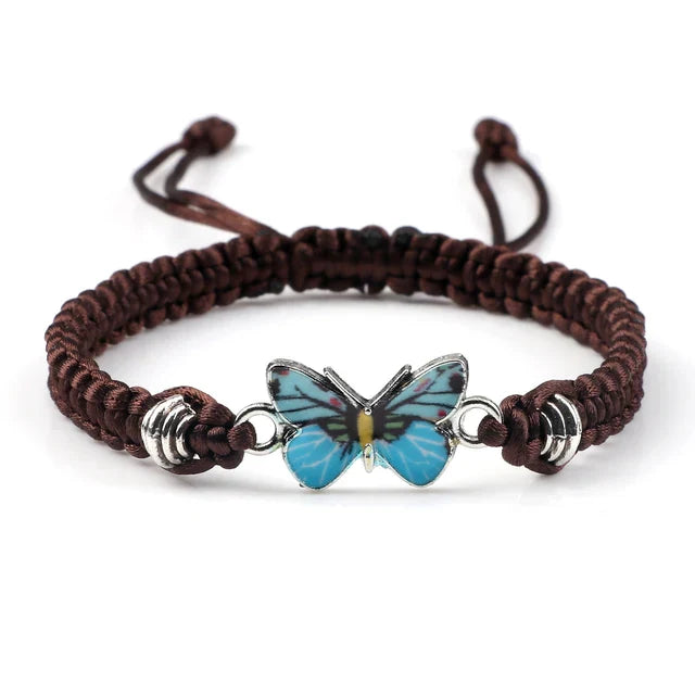 Bracelet : Armband Dames Donkerblauw - Liefdevolle Vlinder in Bruin van Pantino