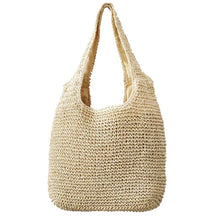 bags : Schoudertas Dames Bruin - Grote Handgemaakte Geweven Stro - Stro in Beige Een maat van Pantino