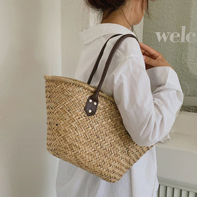 bags : Strandtas Dames - Grote Capaciteit Geweven Stro Schouder - Stro in van Pantino
