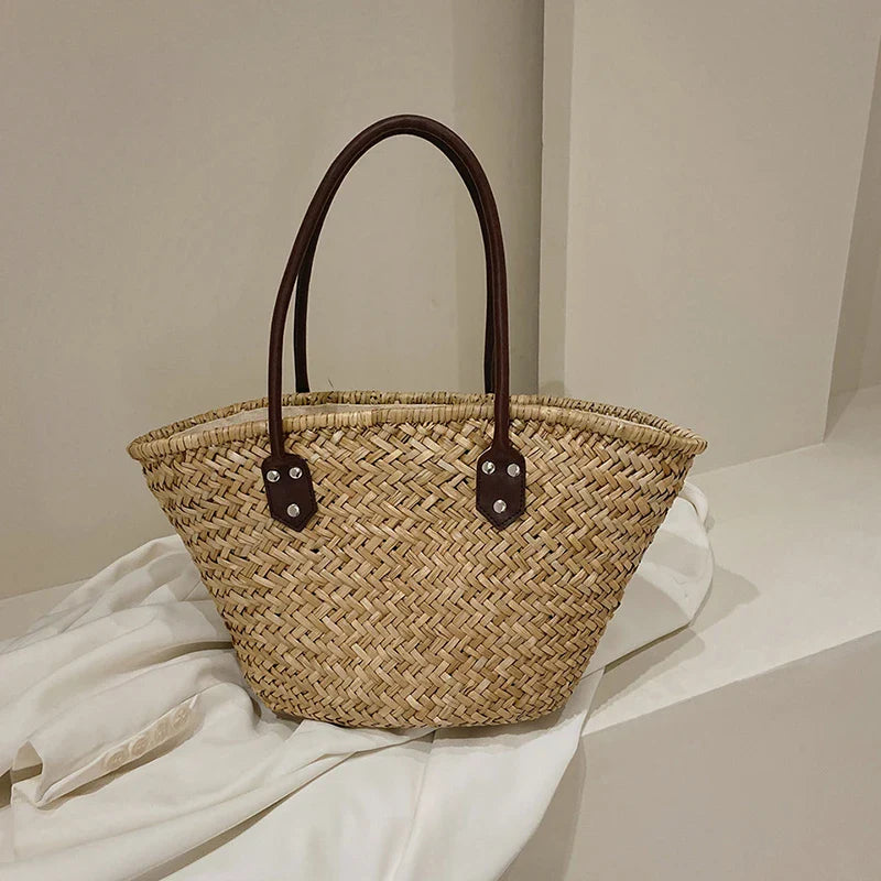 bags : Strandtas Dames - Grote Capaciteit Geweven Stro Schouder - Stro in van Pantino
