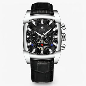 watches : Horloge Zwart Zilver - Luxe Leren Sporthorloge in Zwart zilver van Pantino