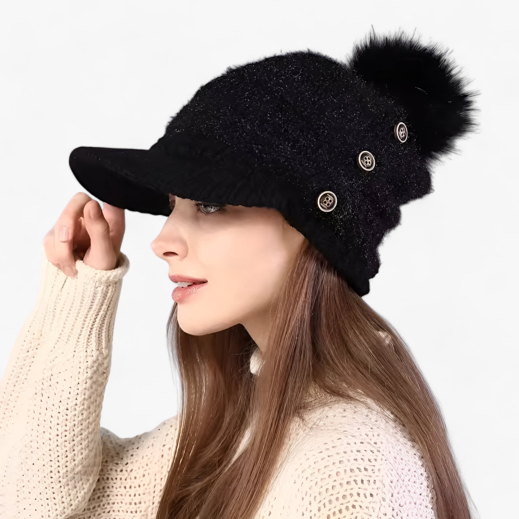 Beanie : Warme Beanie met Klep - Stijlvol, Zacht en Comfortabel - Rood in Zwart Één maat CHINA van Pantino