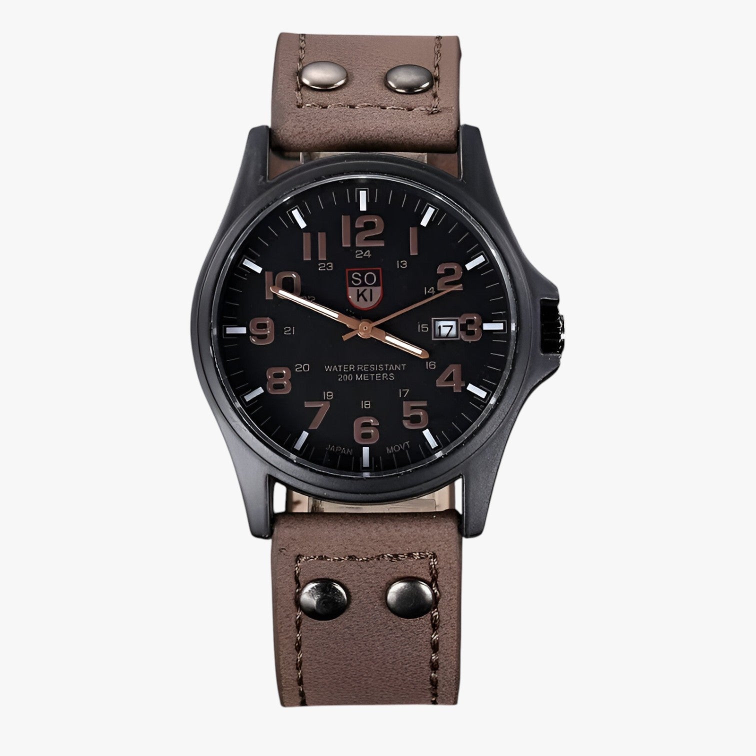 Women's Watch : Eleganza Dagelijks - Dameshorloge met Datumaanduiding en Sportieve Stijl - Zwart Wit in bruin van Pantino