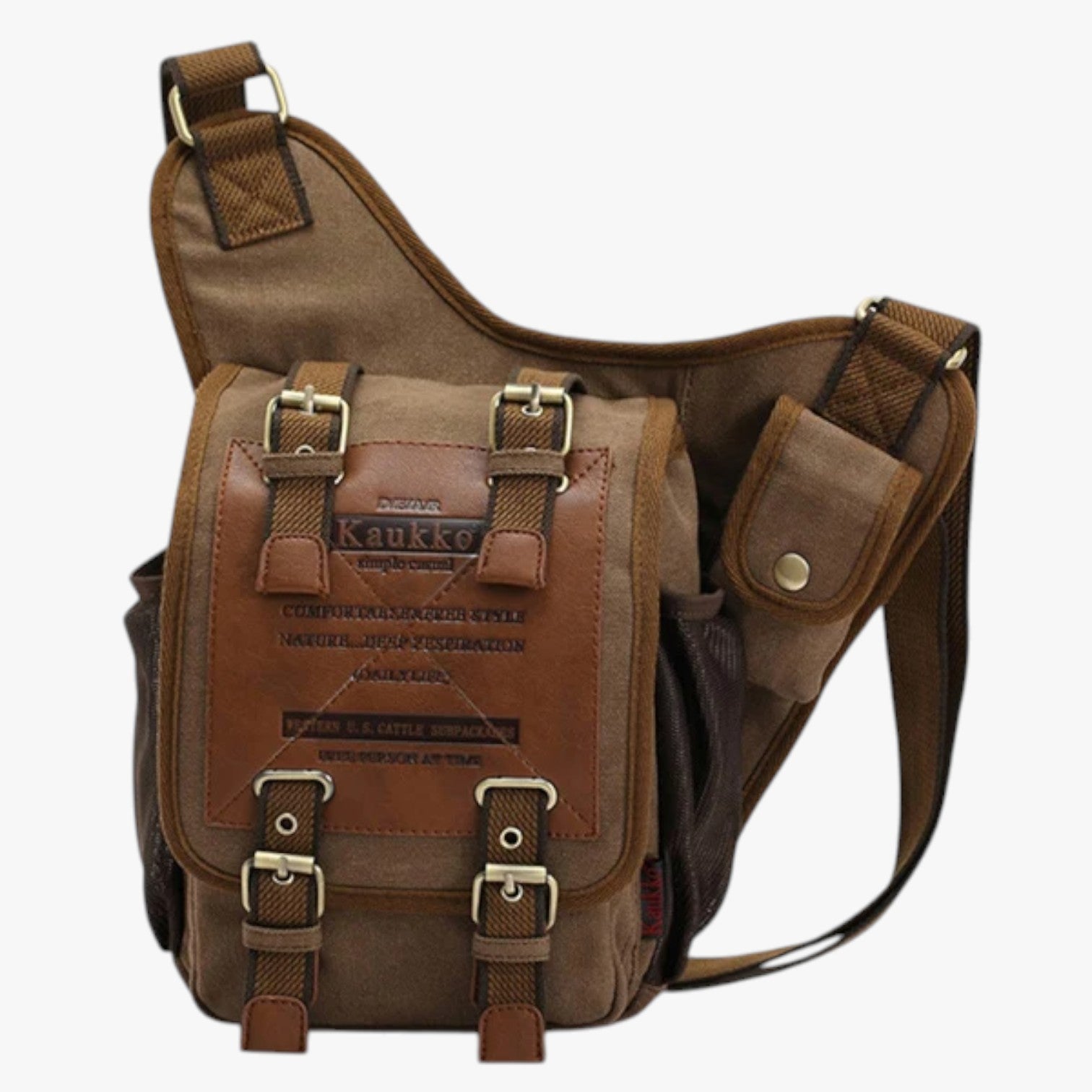 Messenger Bag : Heren Messenger Tas van Vintage Nylon Praktisch, Lichtgewicht, Altijd bij Jou - Khaki in Khaki van Pantino