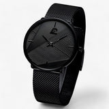 Ultradünn Quartz - Minimalistisch & stilvoll - Mesh Schwarz Rot