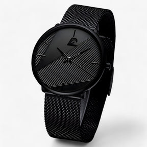 watches : Ultra-Dun Quartz - Minimalistisch & Stijlvol - Mesh Zwart Rood in van Pantino
