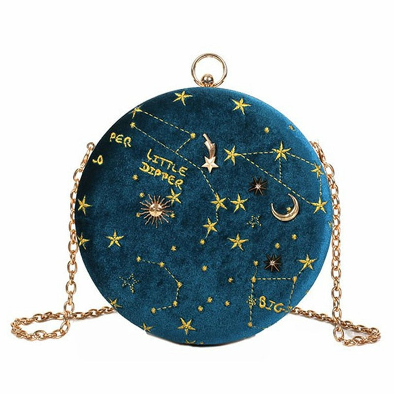 bags : Clutch Zwart - Sterrenstelsel Fashion Fluweel in van Pantino