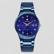 watches : Horloge Goud Goud met Doos - Elegant Quartzhorloge in Blauwe roos met doosje van Pantino