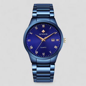 watches : Horloge Goud Goud met Doos - Elegant Quartzhorloge in Blauwe roos met doosje van Pantino