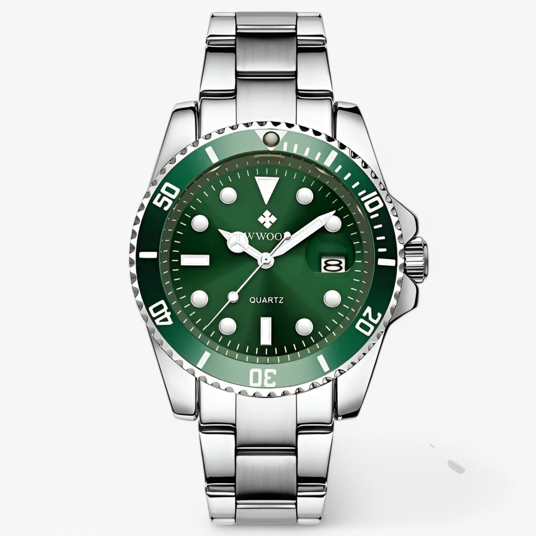 watches : Horloge Groen Zilver - Luxe Sporthorloge van Roestvrij Staal in Groen Zilver van Pantino