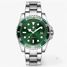 watches : Horloge Groen Zilver - Luxe Sporthorloge van Roestvrij Staal in Groen Zilver van Pantino