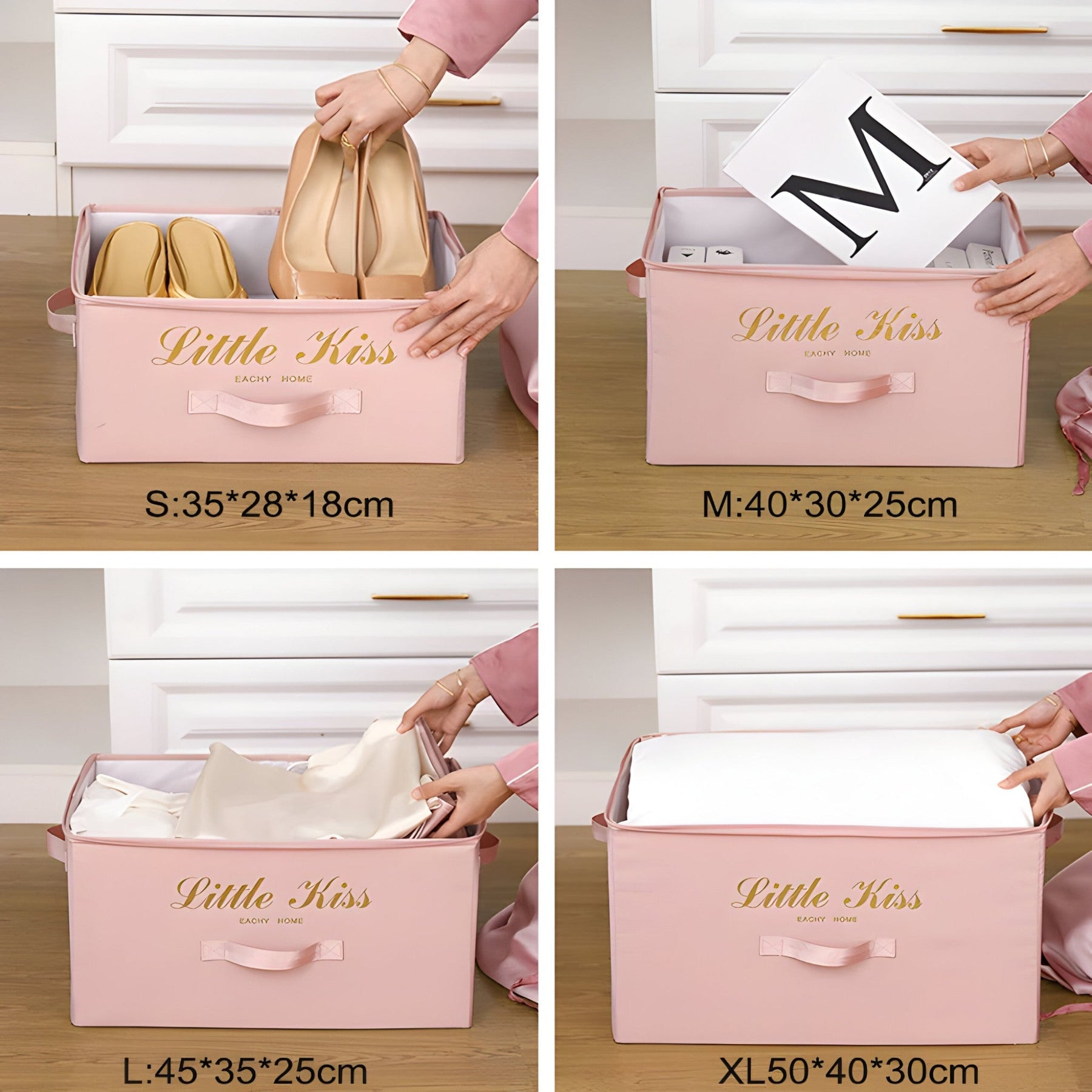 Storage Box : Hoge Capaciteit Organizer - Stoffenmand voor Kleding en Dekens - Roze in van Pantino