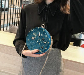 bags : Clutch Zwart - Sterrenstelsel Fashion Fluweel in van Pantino