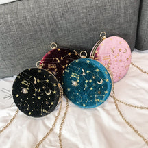 bags : Clutch Zwart - Sterrenstelsel Fashion Fluweel in Zwart van Pantino