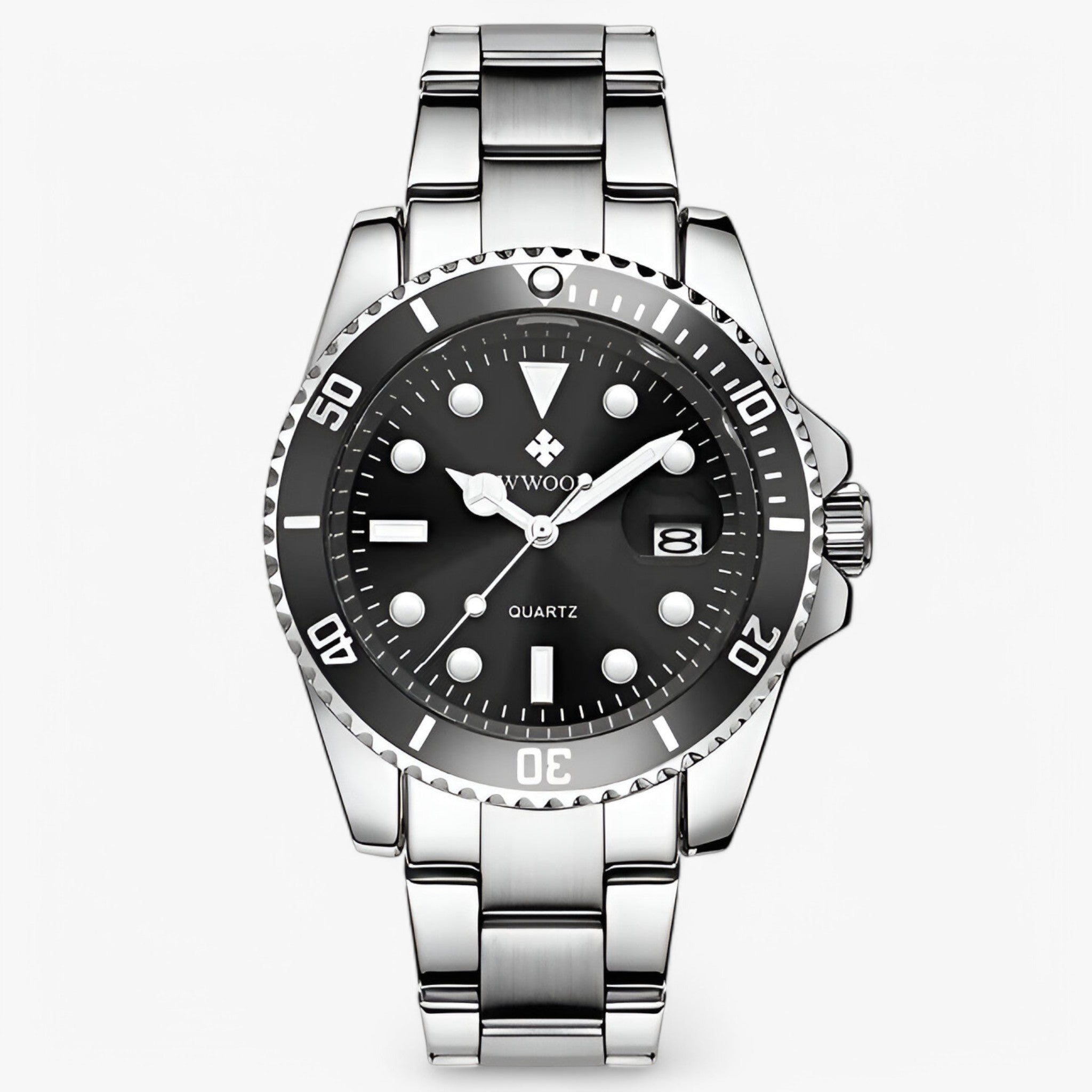 watches : Horloge Groen Zilver - Luxe Sporthorloge van Roestvrij Staal in Zwart Zilver van Pantino
