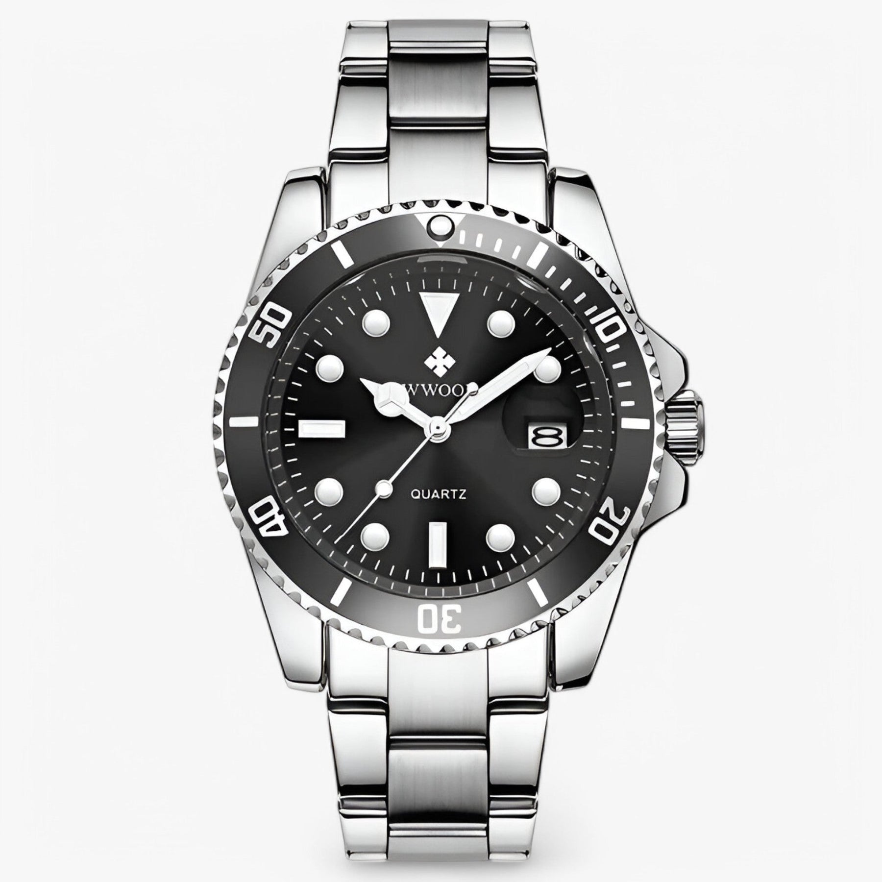 watches : Horloge Groen Zilver - Luxe Sporthorloge van Roestvrij Staal in Zwart Zilver van Pantino