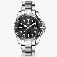 watches : Horloge Groen Zilver - Luxe Sporthorloge van Roestvrij Staal in Zwart Zilver van Pantino