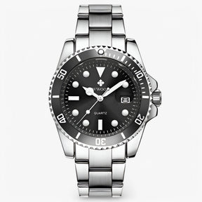 watches : Horloge Groen Zilver - Luxe Sporthorloge van Roestvrij Staal in Zwart Zilver van Pantino