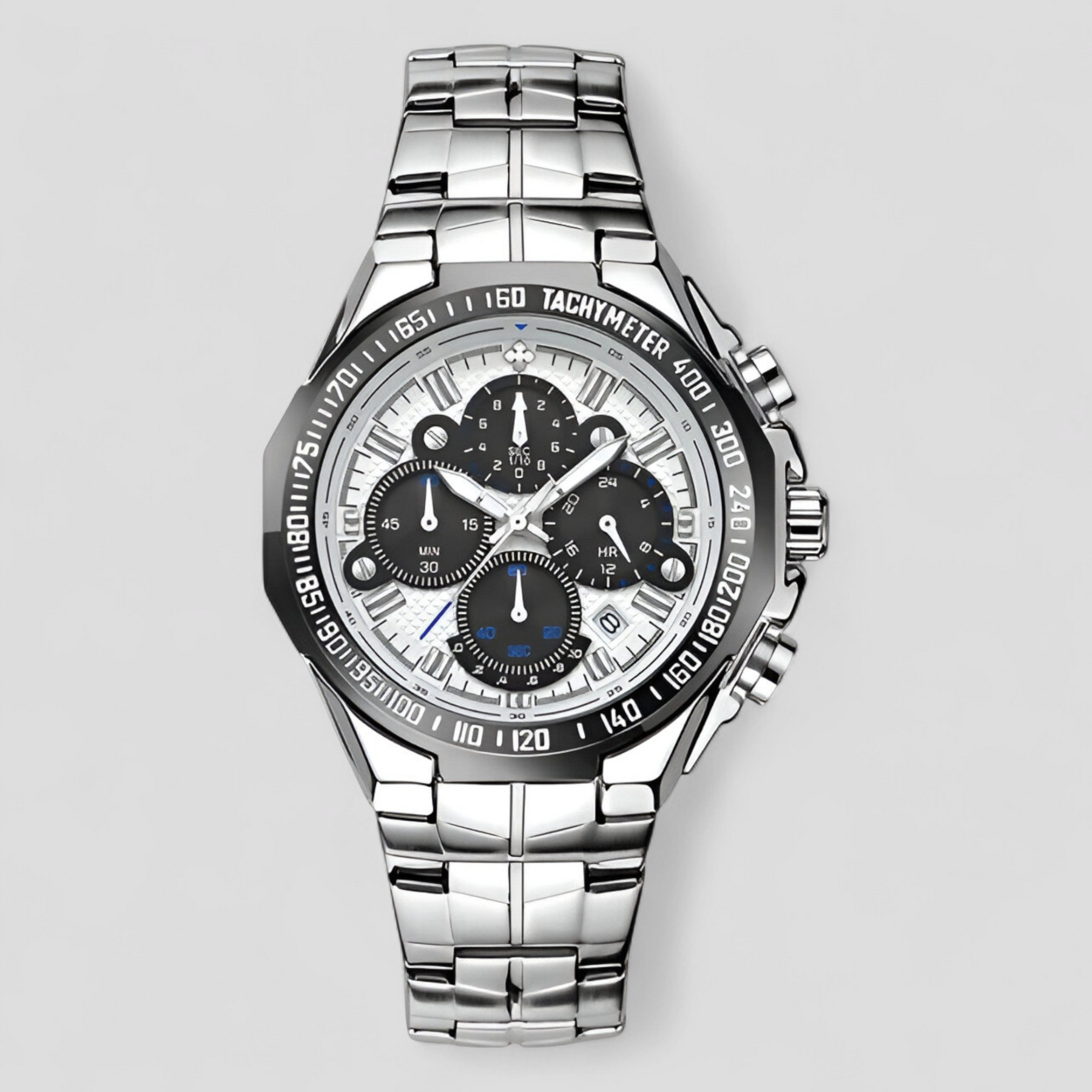 watches : Militair Chronograafhorloge Heren Goud - Staal - Analoog in wit zilver van Pantino
