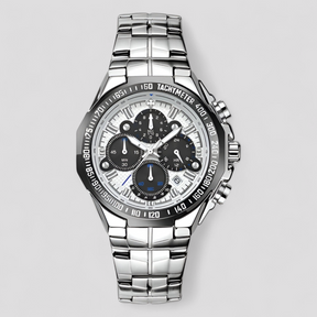 watches : Militair Chronograafhorloge Heren Goud - Staal - Analoog in wit zilver van Pantino