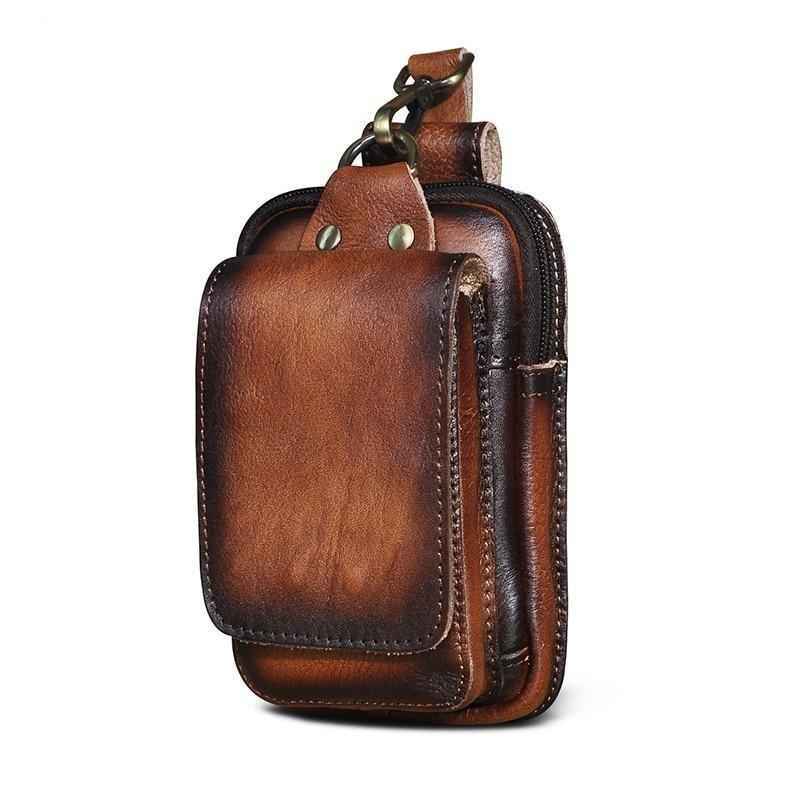 Belt Bag : Heuptasje voor heren in zwart leer – Elegant en praktisch voor dagelijks gebruik in brun van Pantino