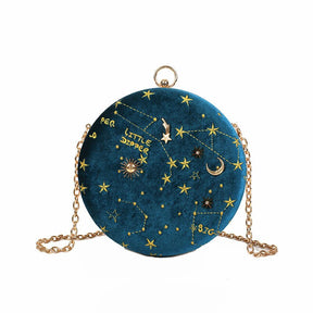 bags : Clutch Zwart - Sterrenstelsel Fashion Fluweel in Blauw van Pantino