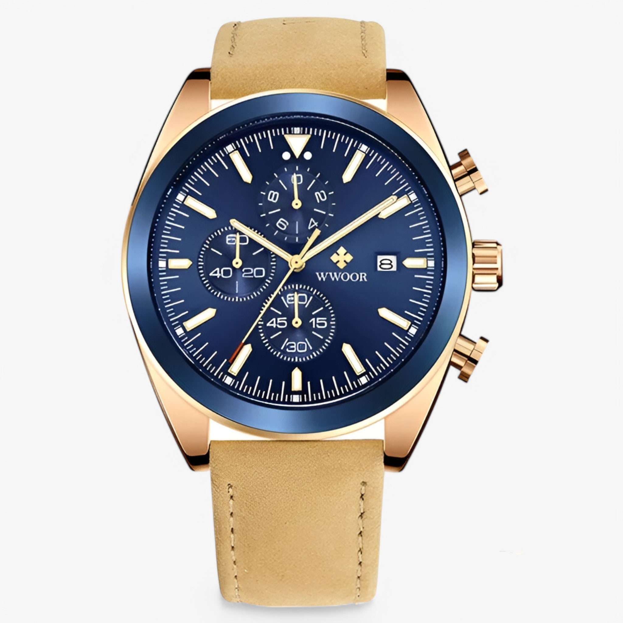 watches : Horloge Zwart Zilver - Luxe Chronograafhorloge van Roestvrij Staal in bruin roze blauw van Pantino
