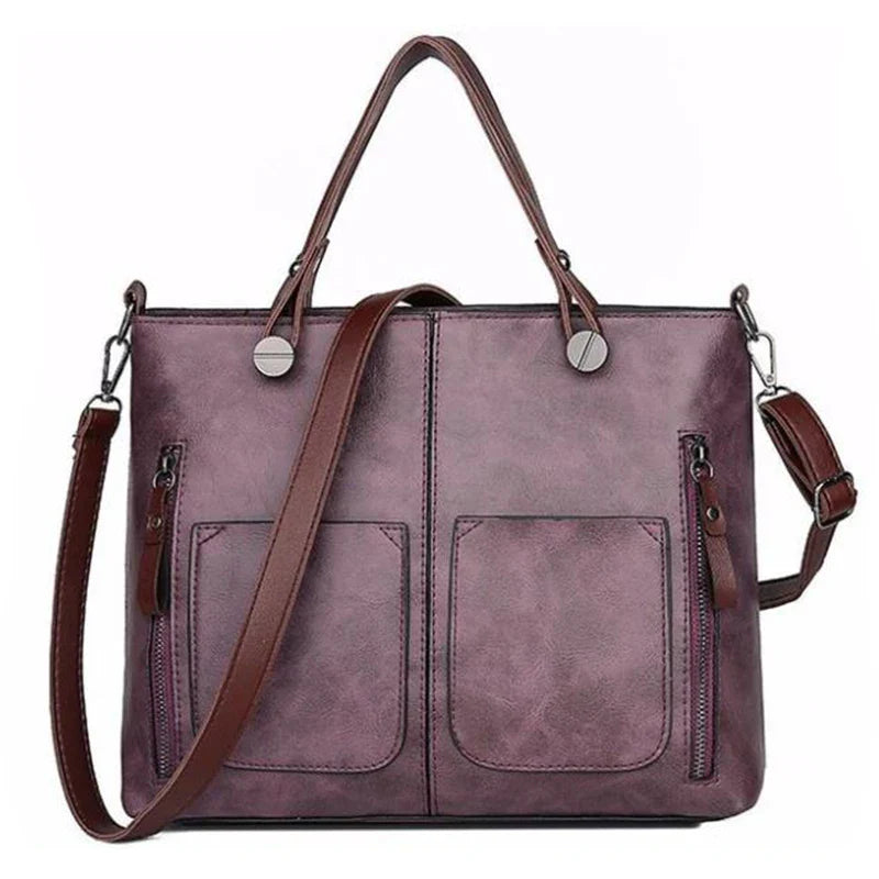 bags : Schoudertas Dames Zwart - VintageVogue Luxe in Paars van Pantino