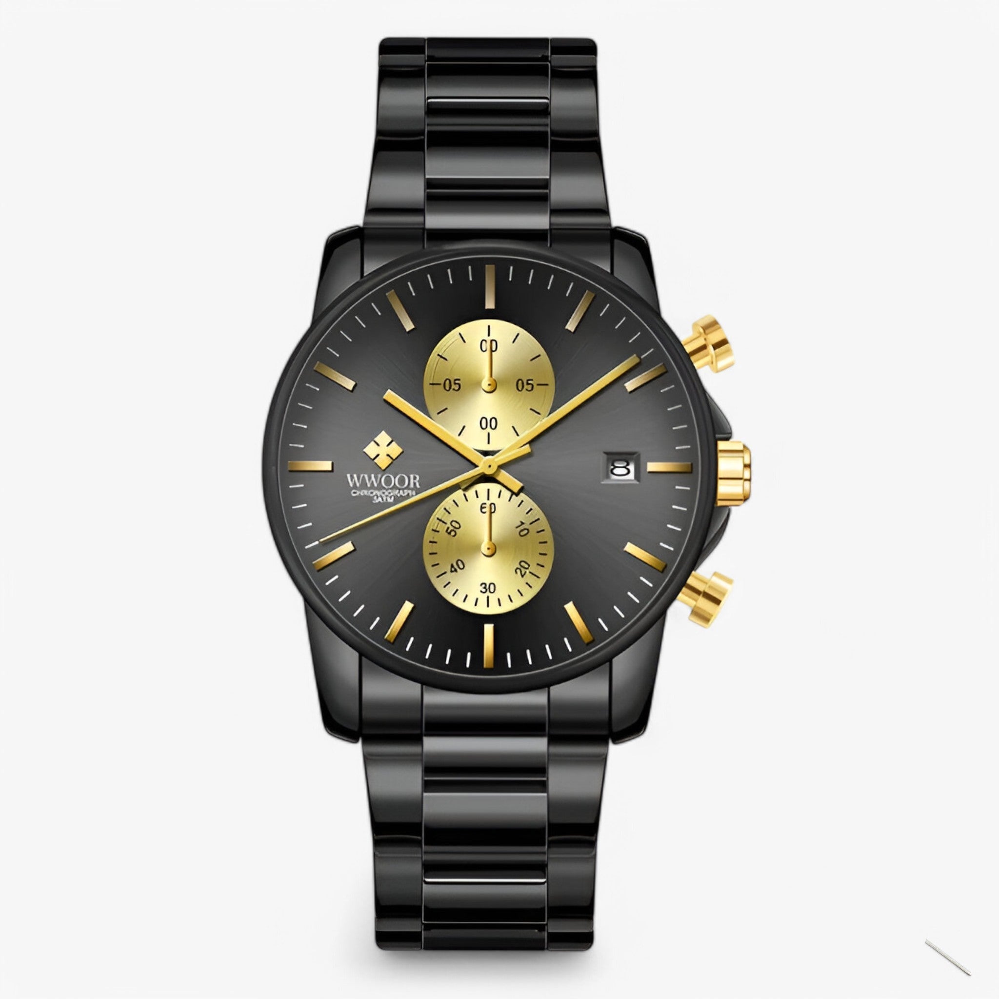 watches : Lichtgewicht Roestvrijstalen Chronograafuurwerk - Zwart Wit in Zwart goud van Pantino