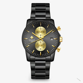 watches : Lichtgewicht Roestvrijstalen Chronograafuurwerk - Zwart Wit in Zwart goud van Pantino