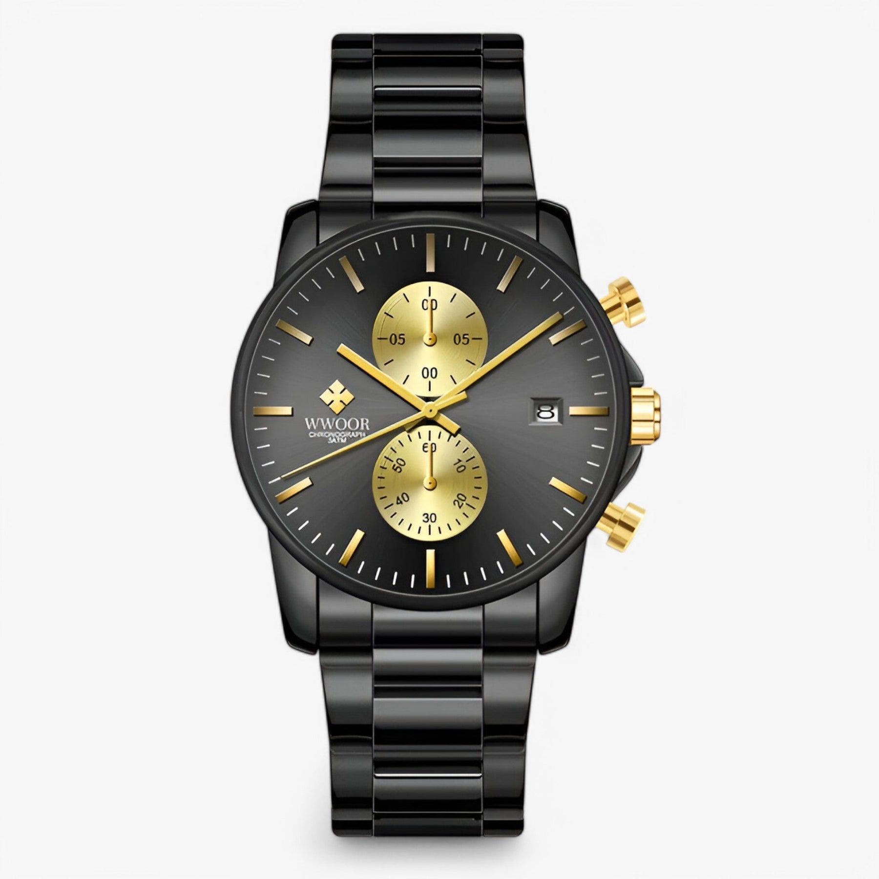 watches : Horloge Goud - Luxe Zakelijk Chronograafhorloge in Zwart goud van Pantino
