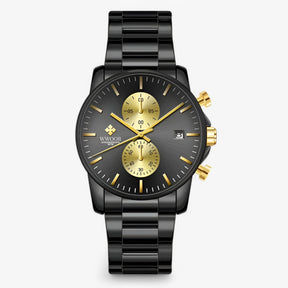 watches : Horloge Goud - Luxe Zakelijk Chronograafhorloge in Zwart goud van Pantino