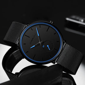 watches : Horloge Heren Zwart Blauw - Crjju Dunne Moderne in van Pantino