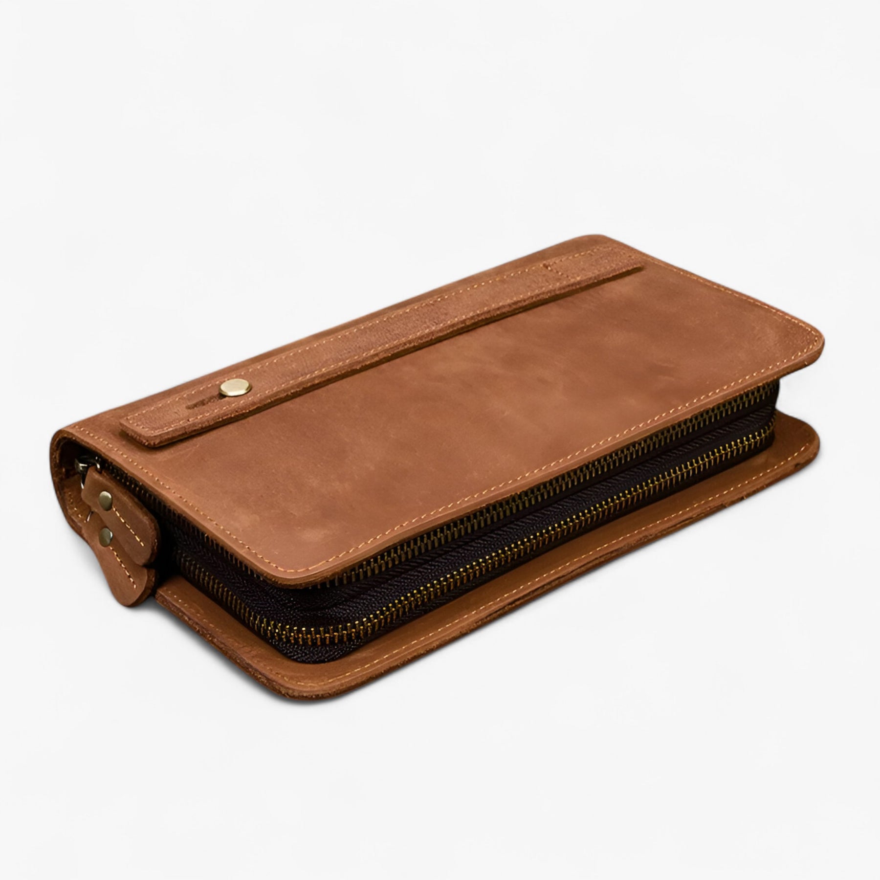 bags : Clutch Heren Bruin - Stijlvolle Lange Leer in van Pantino