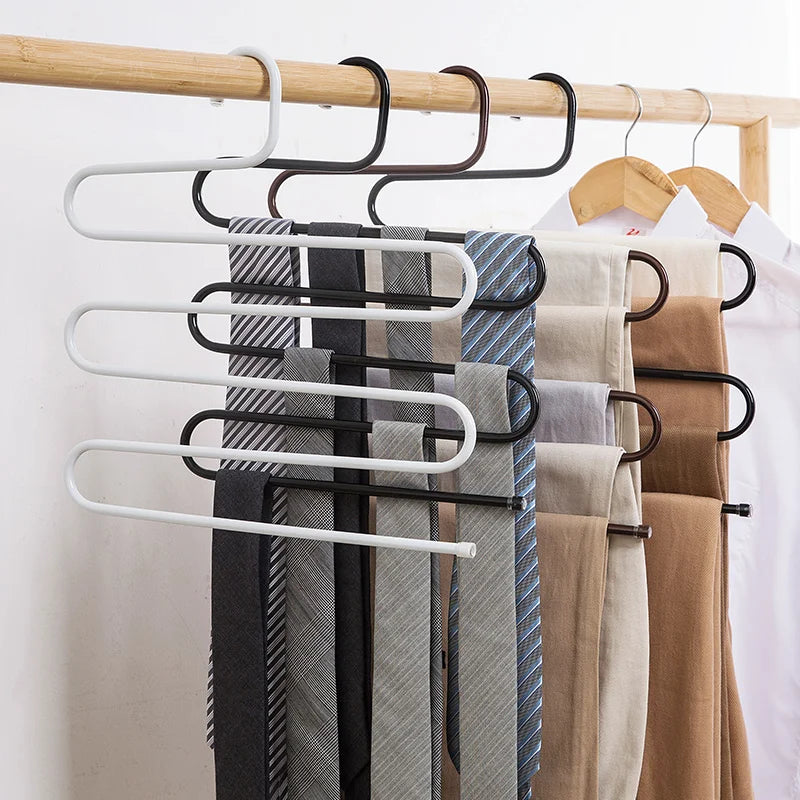 home & garden : Hanger voor de Pantalon - S-Vormige Steun met 5 Lagen - Ruimtebesparend in de Kast (1 + 1 Gratis) in van Pantino