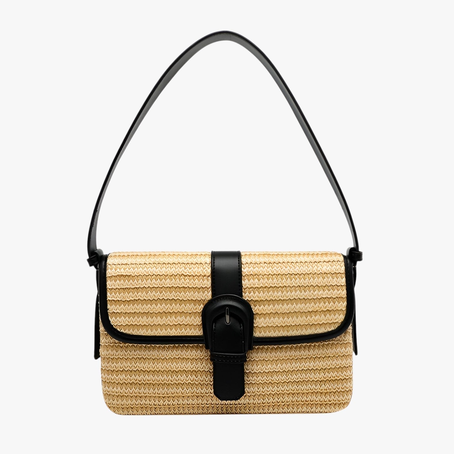 bags : Luxe van Handgemaakt Rieten Strandtas - Bruin in Zwart van Pantino