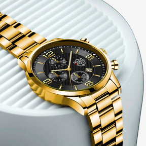 watches : Horloge Heren Zwart Blauw - Luxe & Precisie - Stalen Herenhorloge met Luminieuze Functies in van Pantino