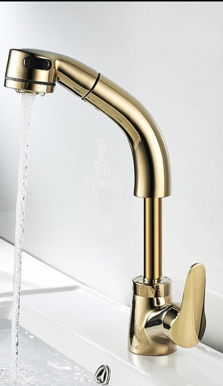 home & garden : Uittrekbare Lift voor de Badkamer Messing Mengkraan Kraan Heren Chroom - Zwart in Goudkleurig van Pantino