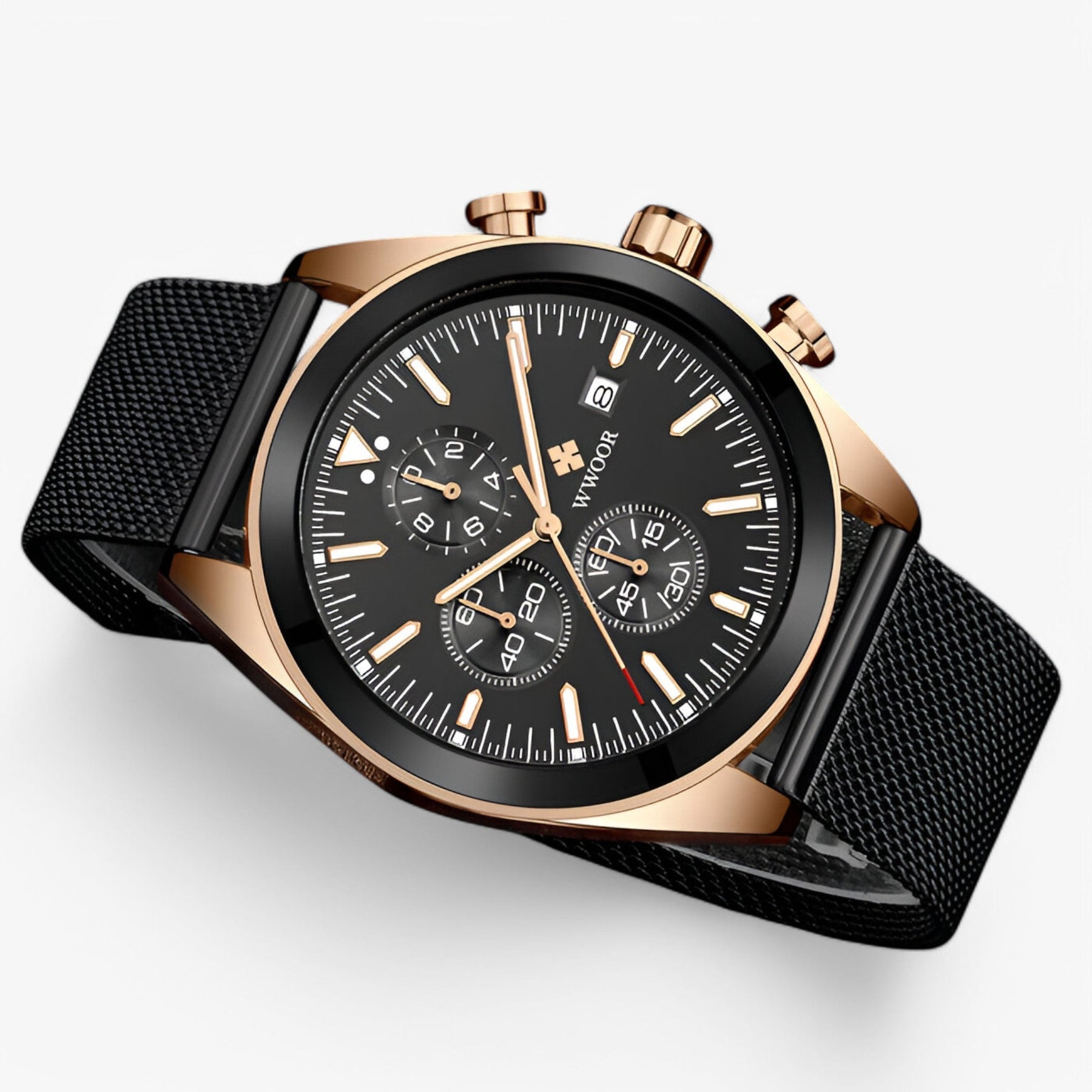 watches : Horloge Zwart Zilver - Luxe Chronograafhorloge van Roestvrij Staal in van Pantino