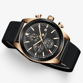 watches : Horloge Zwart Zilver - Luxe Chronograafhorloge van Roestvrij Staal in van Pantino
