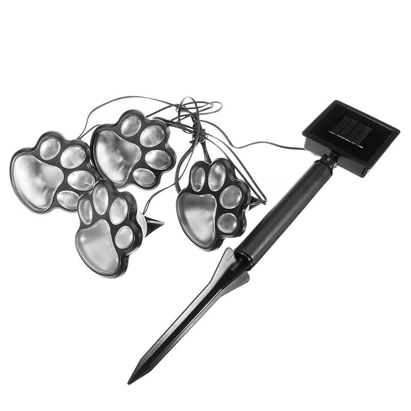 outdoor equipment : Paw Print Solar Lampjes Wit 4 Stuks - Tuin Pad Decoratie - Solar LED in van Pantino