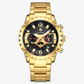 watches : Horloge Zwart Zwart - Luxe Chronograafhorloge van Roestvrij Staal in zwart goud van Pantino