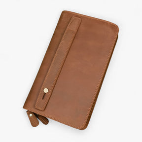 bags : Clutch Heren Bruin - Stijlvolle Lange Leer in Bruin 1 van Pantino